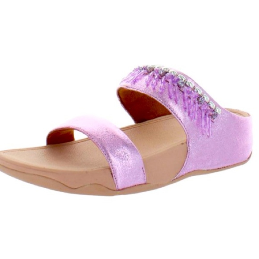 Fitflop Limited Edition Vina Adorn Frosted Lavender Slides Sandals Valentines